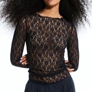 H&M Black Lace Long Sleeve Top
